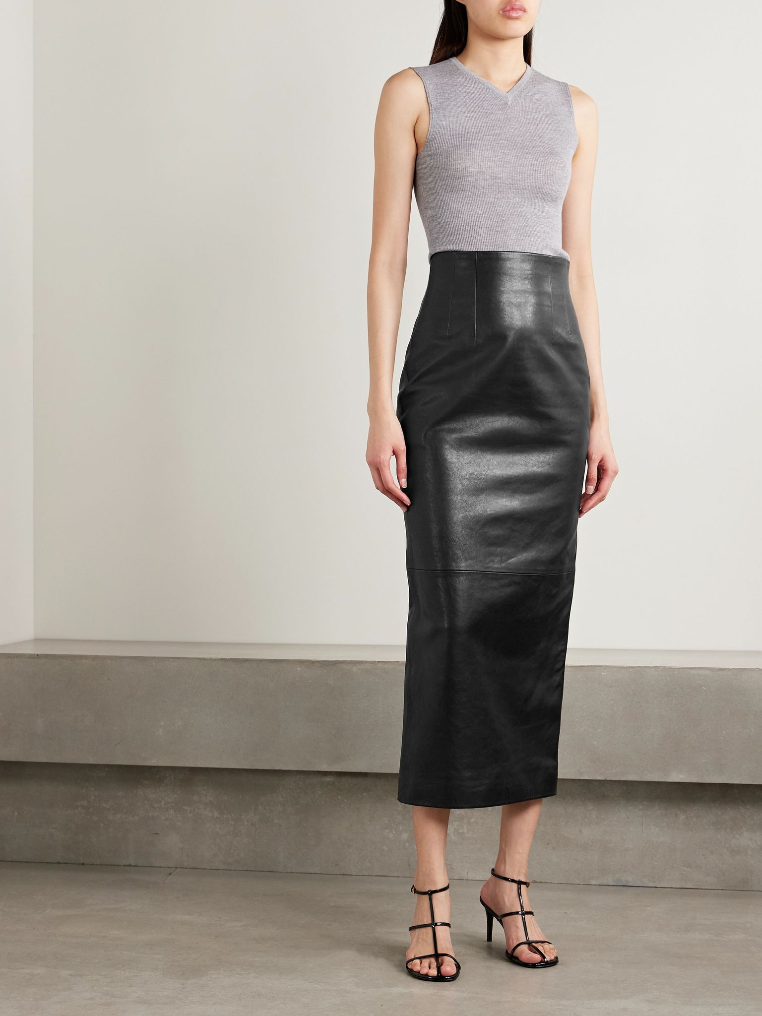 Loxley leather maxi skirt Black - 2