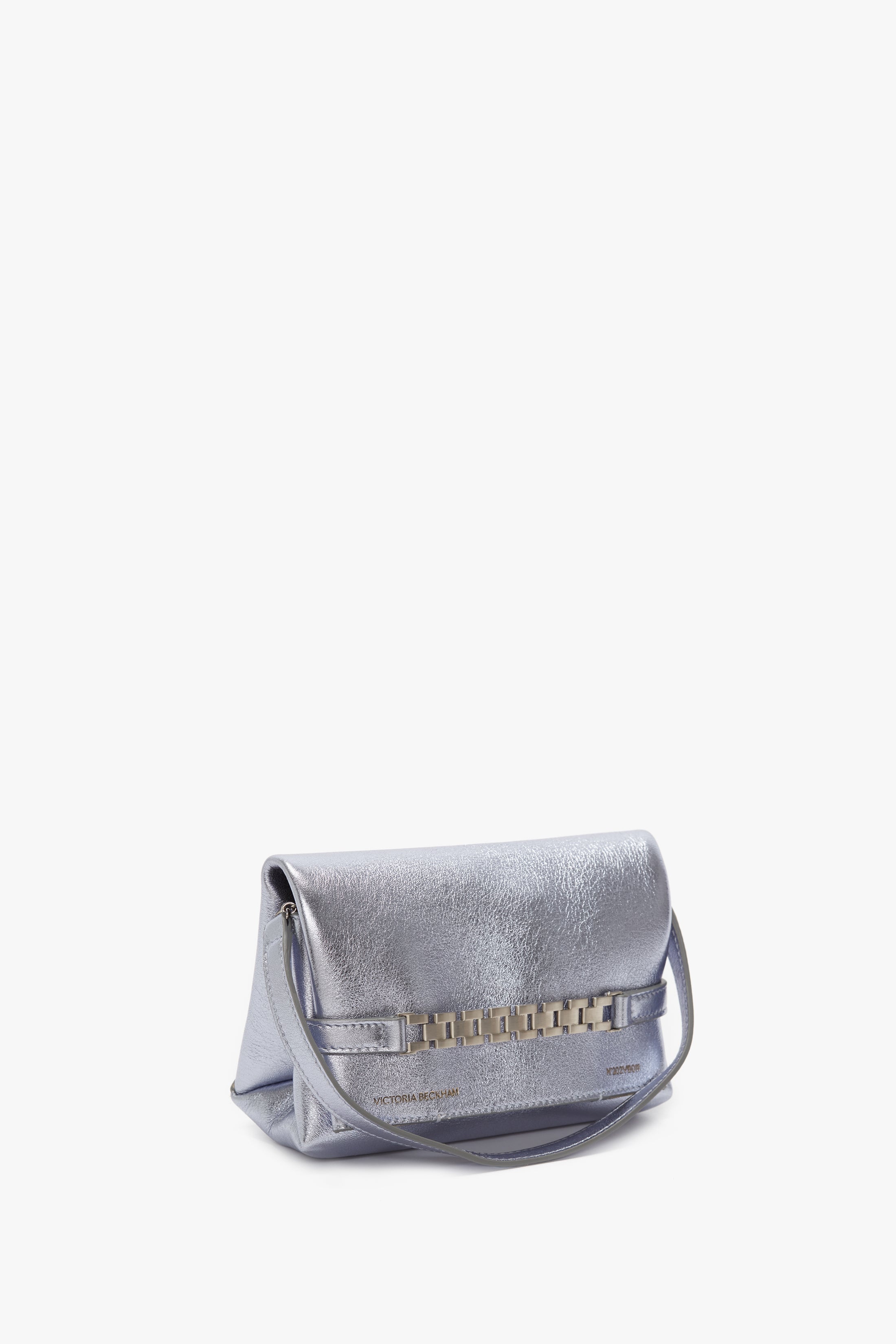 Mini Chain Pouch In Metallic Sky Leather - 2