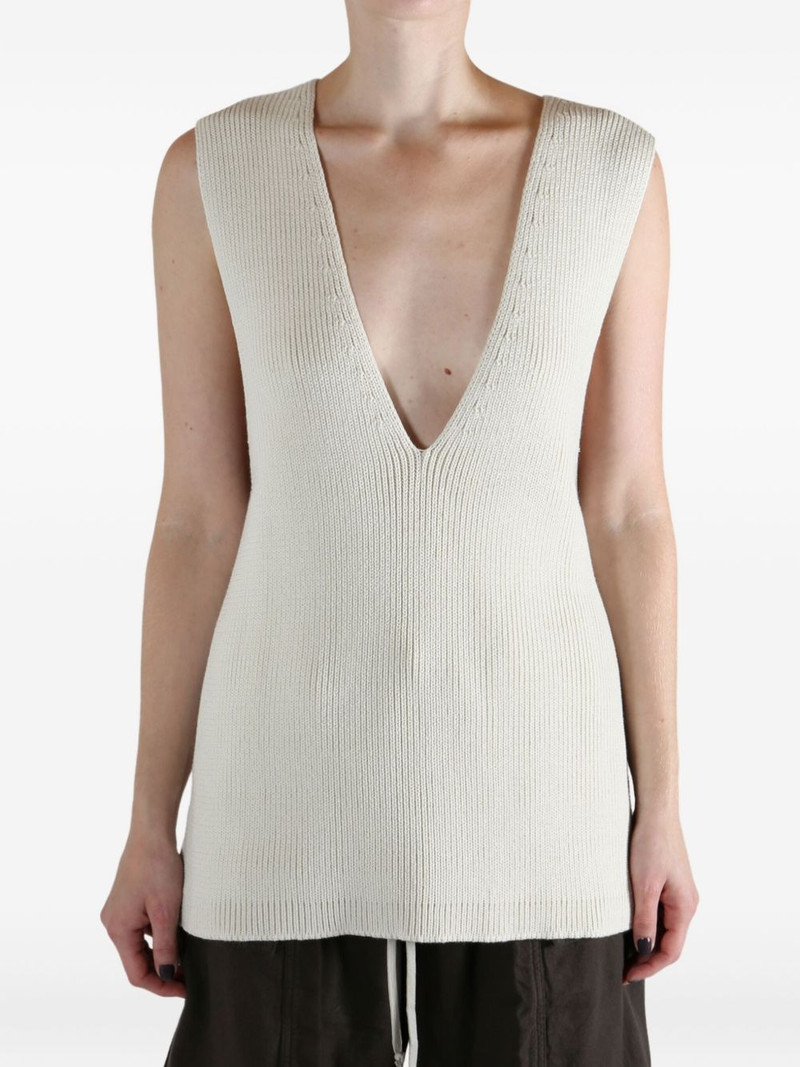 Rick Owens V-neck ribbed top outlook