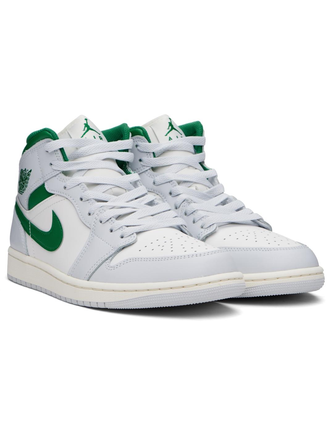White & Green Air Jordan 1 Mid Sneakers - 4