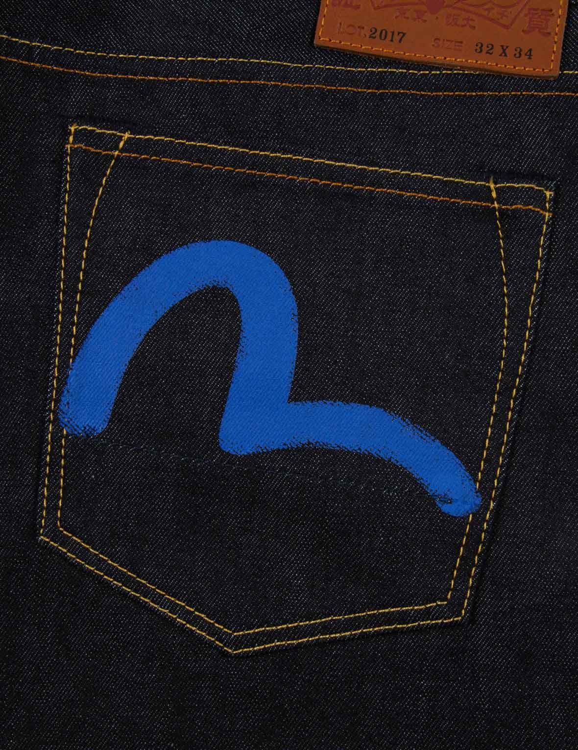 WASH-EFFECT SEAGULL PRINT CARROT FIT RAW DENIM JEANS #2017 - 11