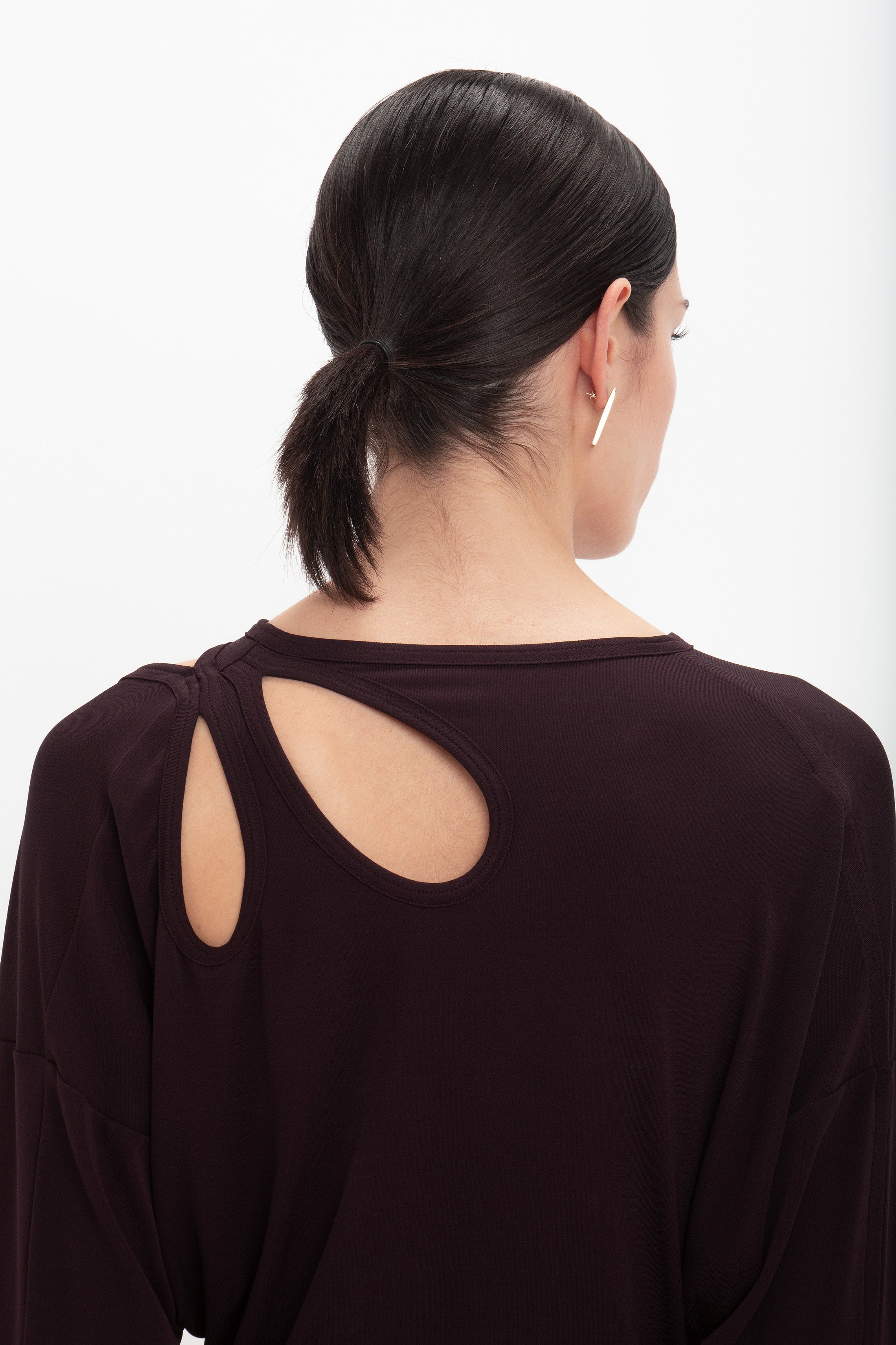 Twist Detail Jersey Top In Deep Mahogany - 5