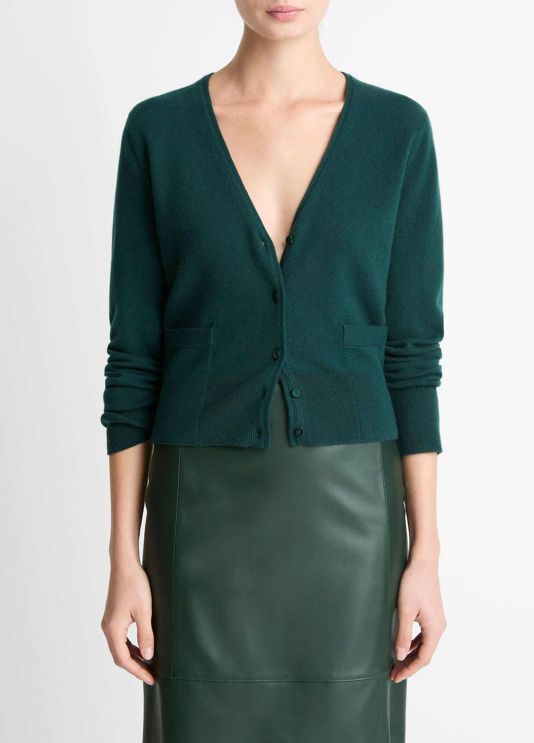 Satin-Trim Wool & Cashmere-Blend Cardigan - 1