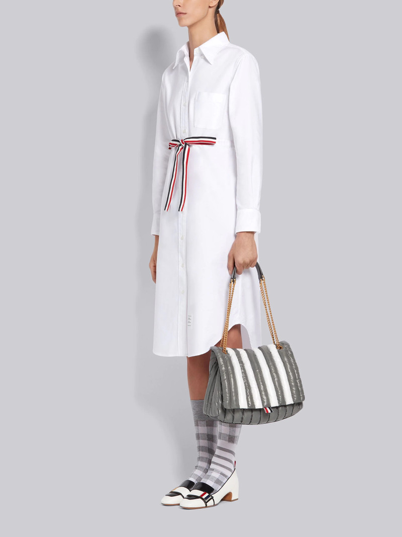 Medium Grey Ripstop Oversized Quilted 4-Bar Small Shoulder Bag 6