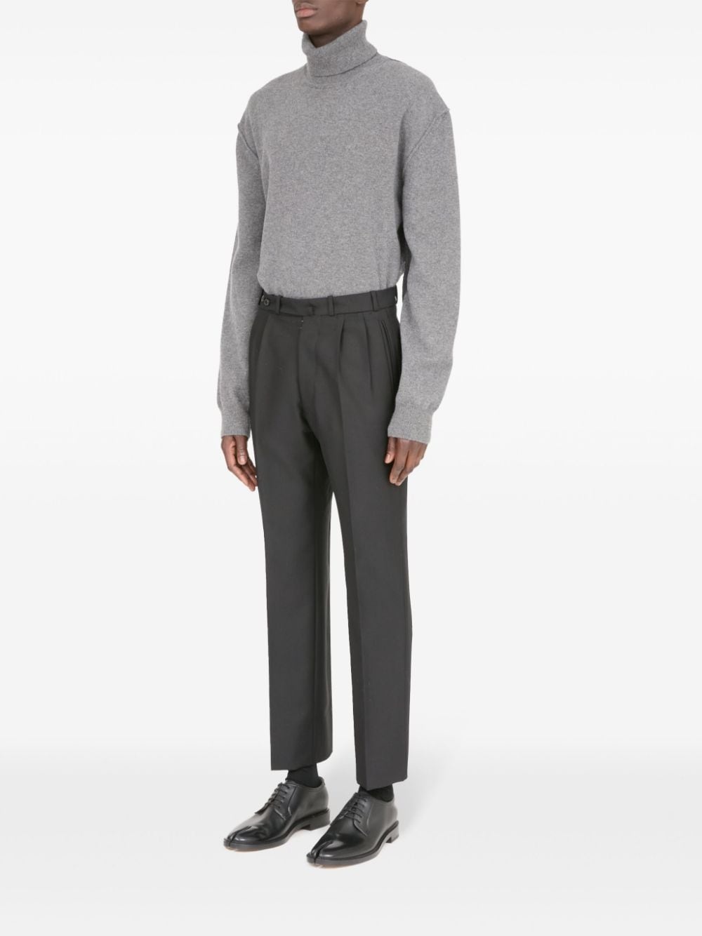 four-stitch wool-blend trousers - 6
