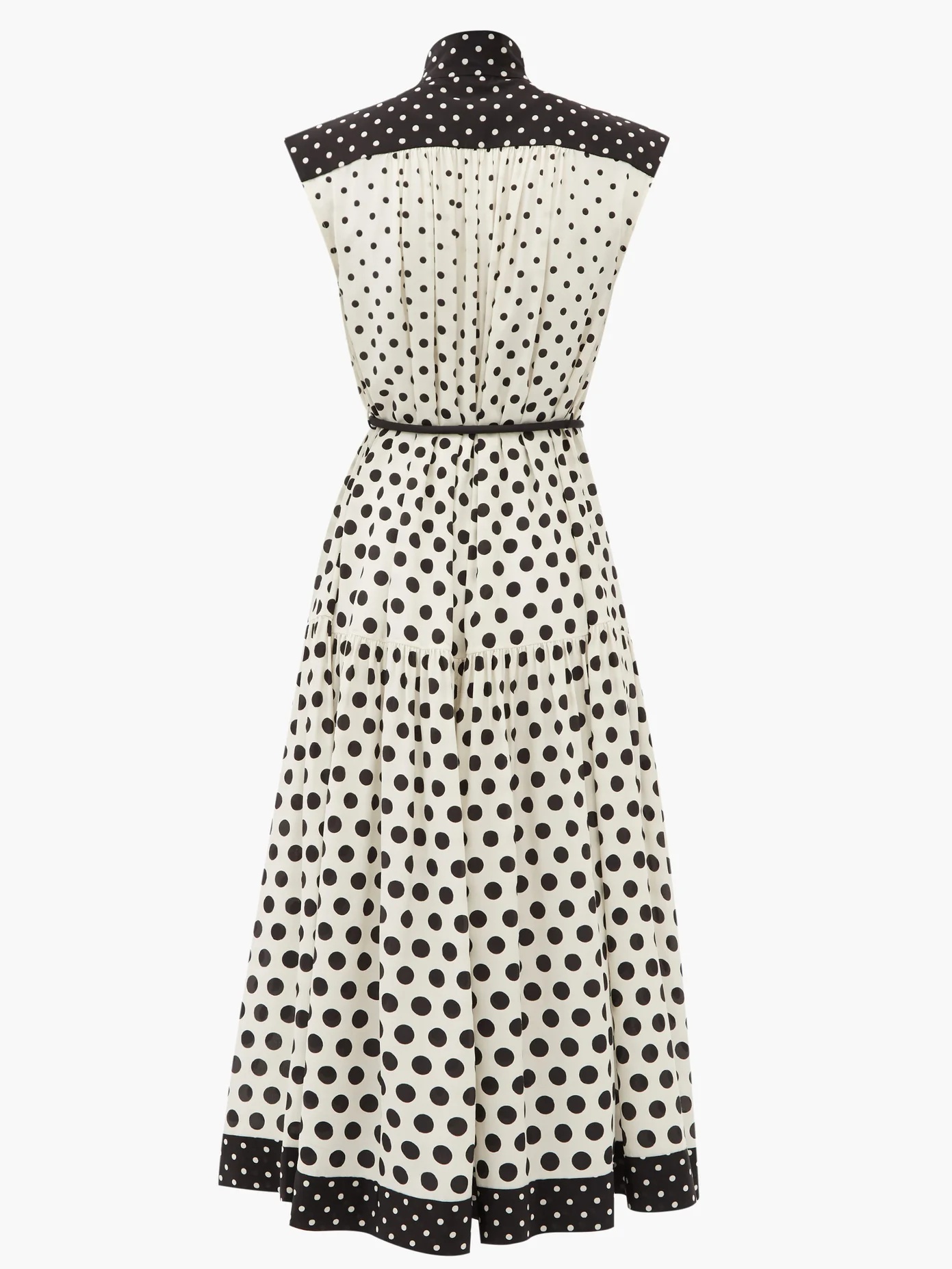 Belted polka-dot crepe de Chine midi dress - 4