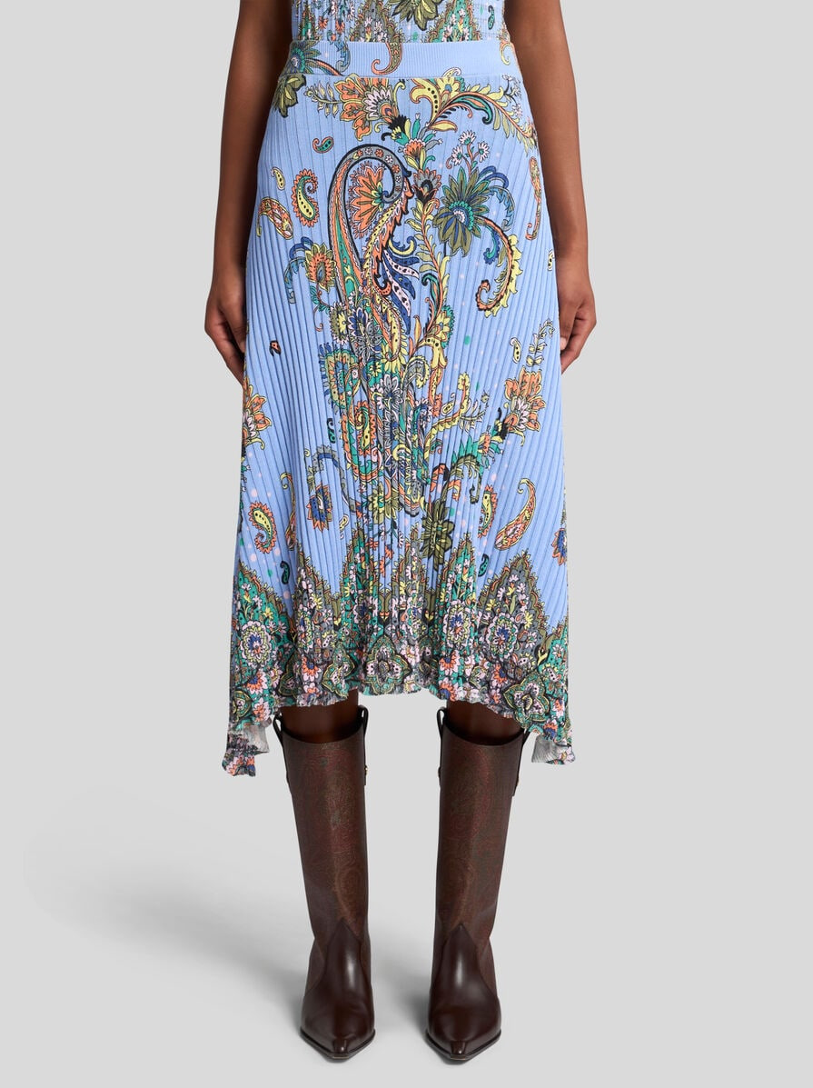 RIBBED MIDI SKIRT WITH FLORAL MOTIF - 2