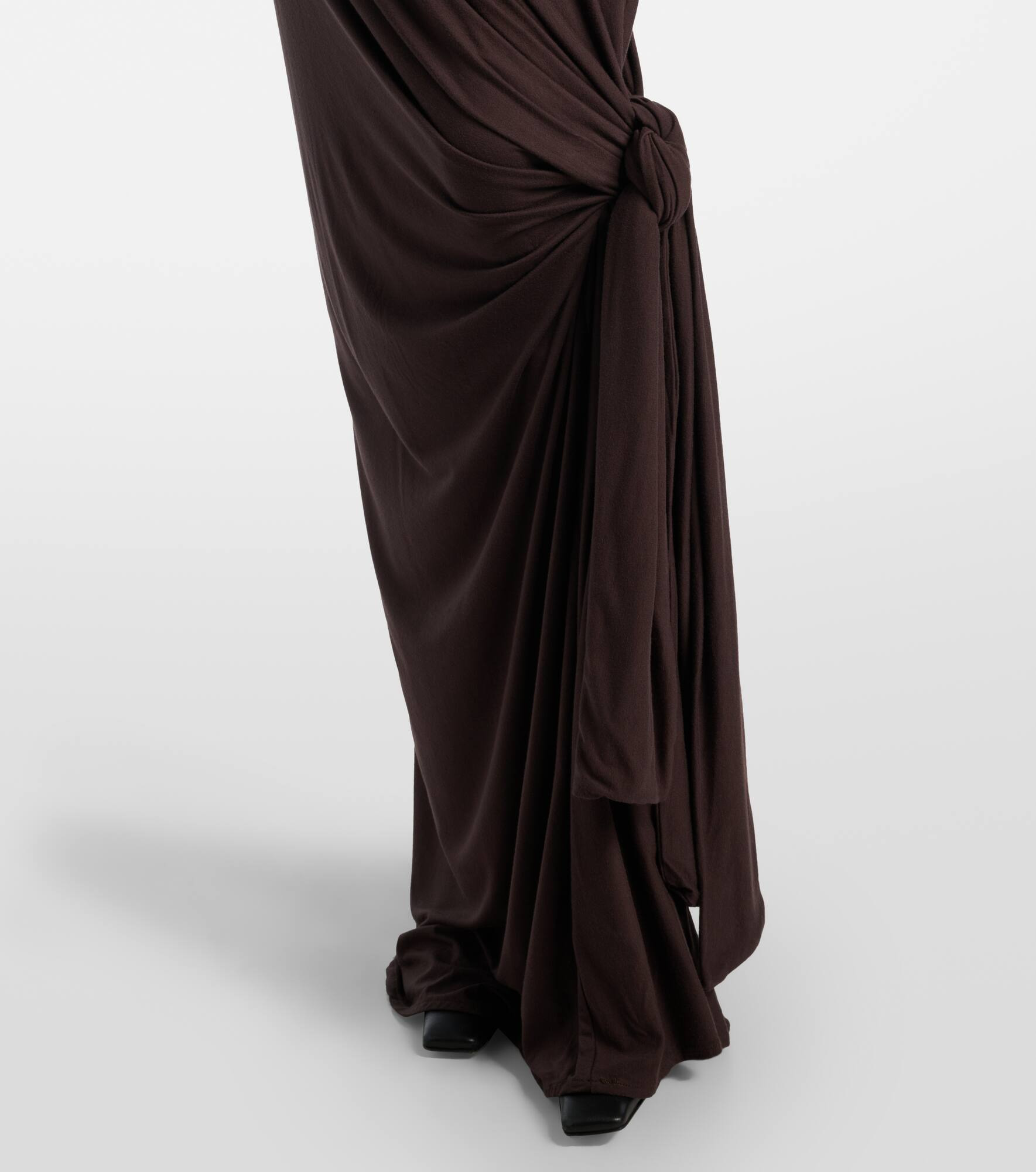 Asymmetric draped jersey maxi skirt - 5