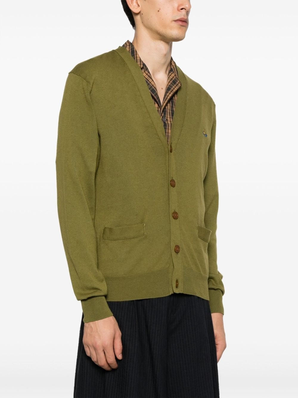 Orb-embroidered V-neck cardigan - 3