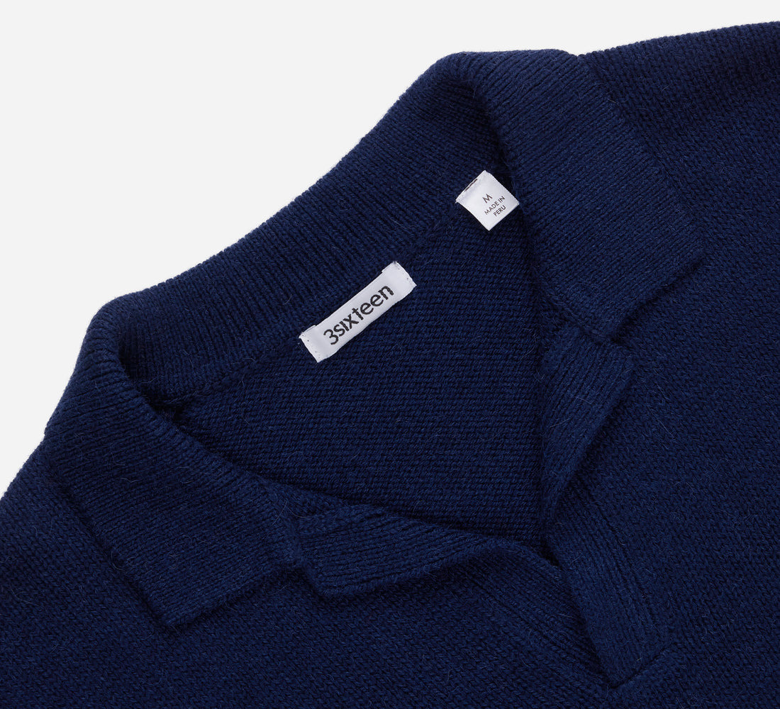 Long Sleeve Knit Polo - Midnight Alpaca - 3