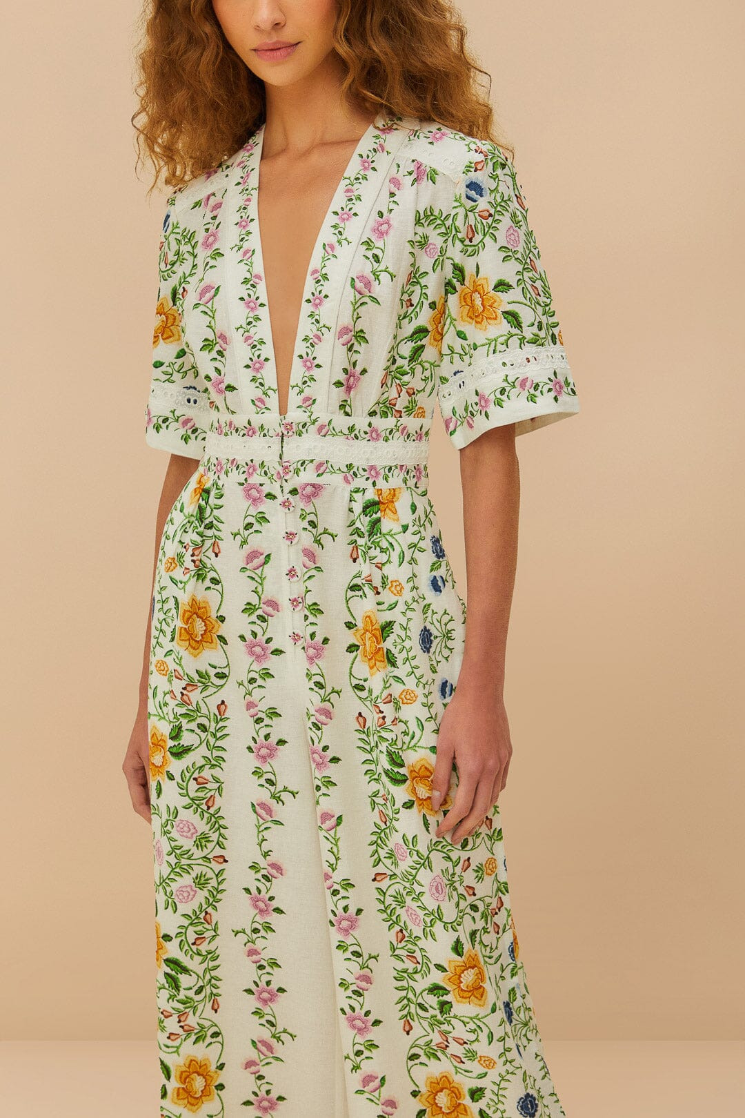 Off-White Folk Floral Lenzing™ Ecovero™ Euroflax™ Jumpsuit - 5