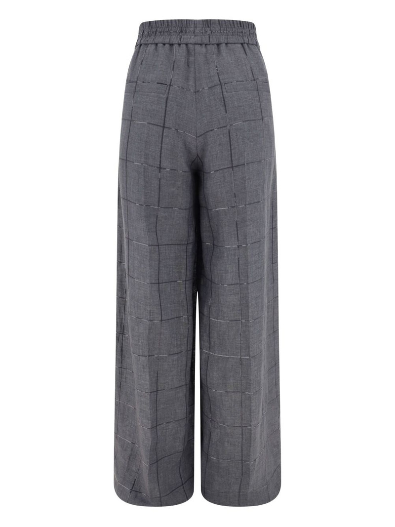 Brunello Cucinelli checked palazzo trousers outlook