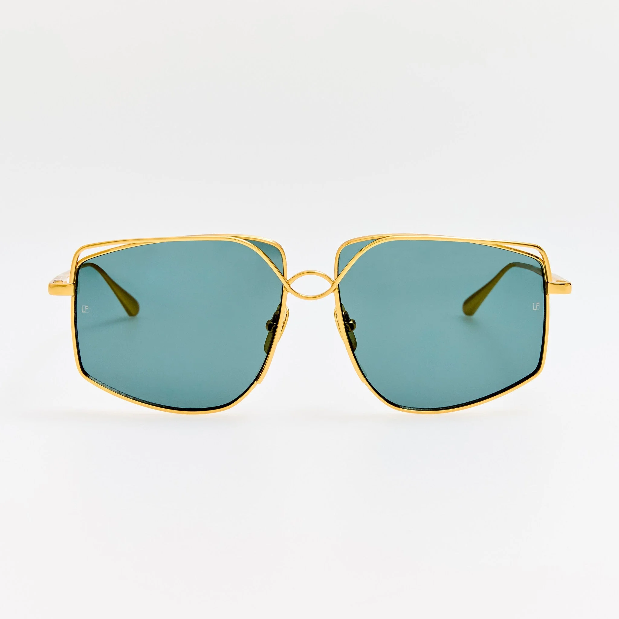 Miranda Sunglasses in 22K Gold and Green - 1