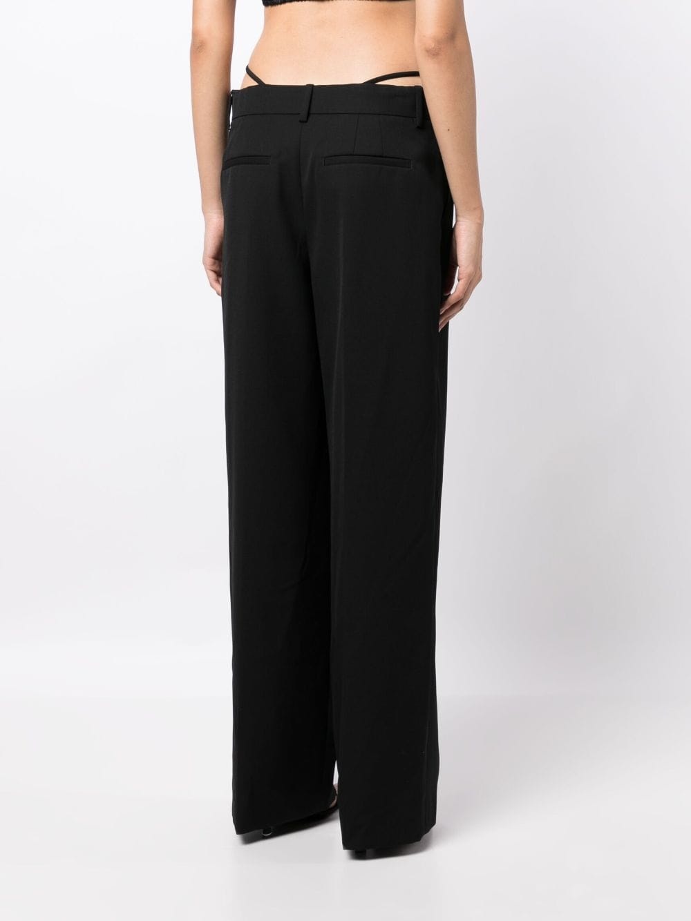 logo-embellished layered wide-leg trousers - 4