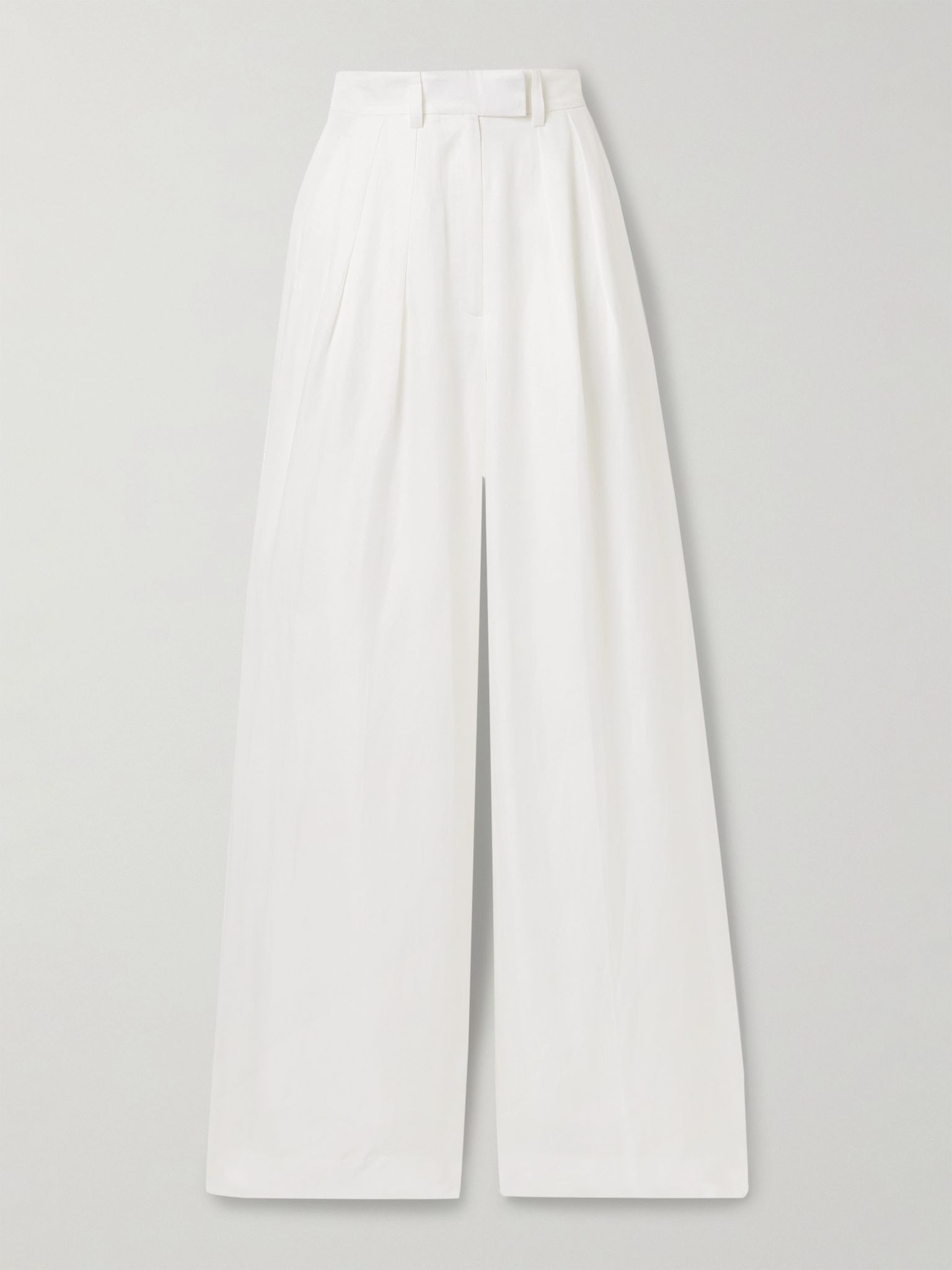 Lou pleated woven wide-leg pants Ivory - 1