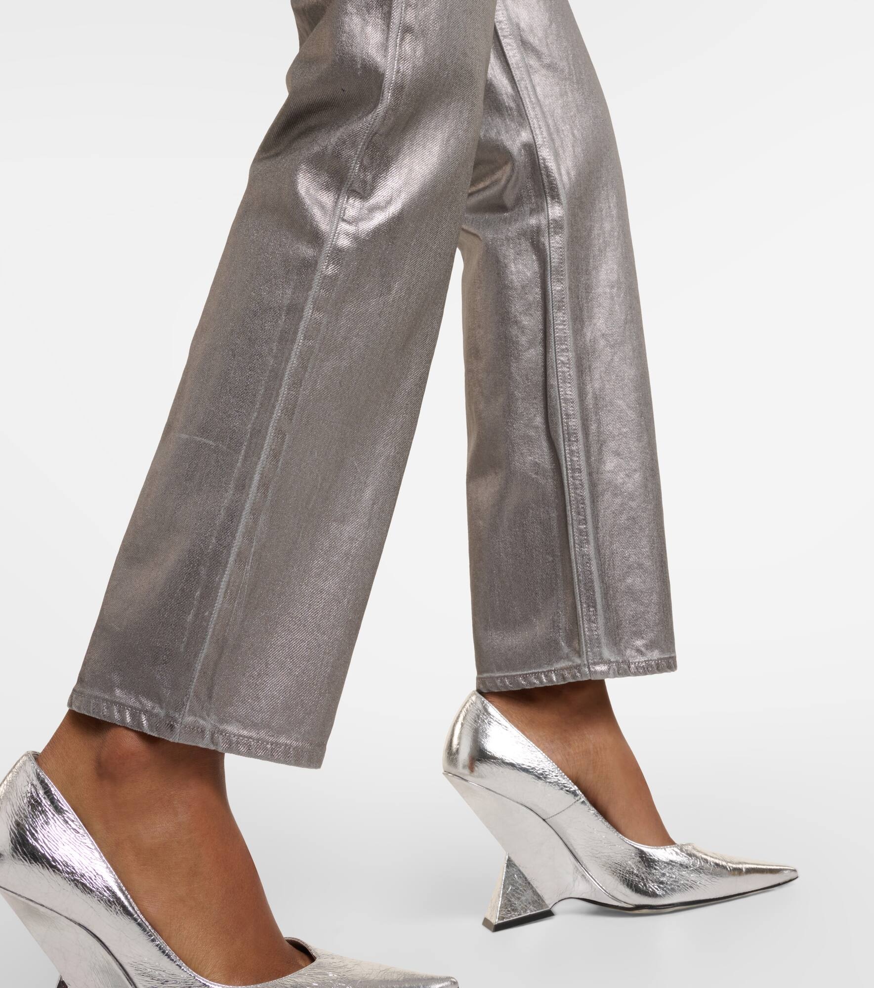 Daniela metallic high-rise straight jeans - 5