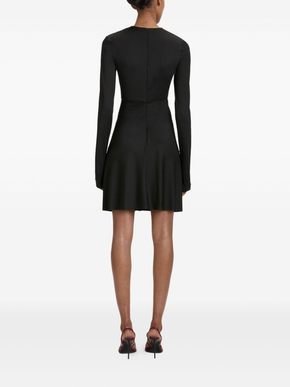 long-sleeve V-neck mini dress - 4