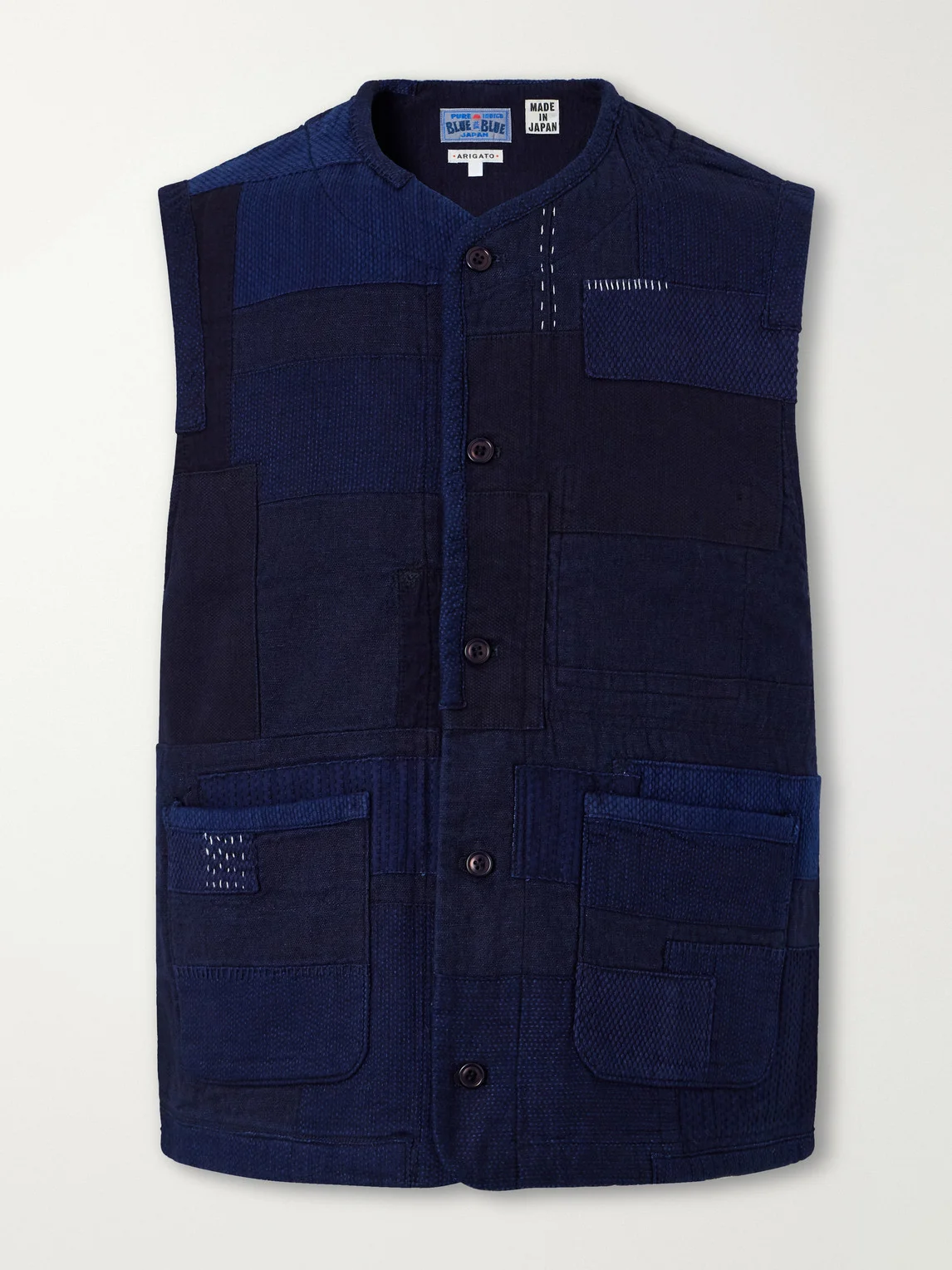 Nenrin Patchwork Cotton-Canvas Vest - 1