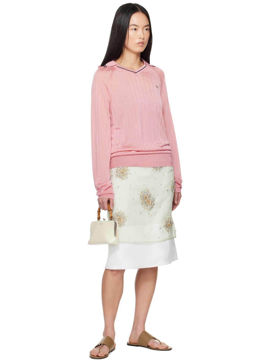 Green Triumph Embroidered Midi Skirt - 4