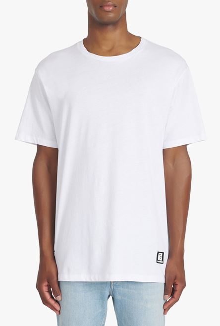 Oversized white eco-designed cotton T-shirt with black Balmain logo print - 5