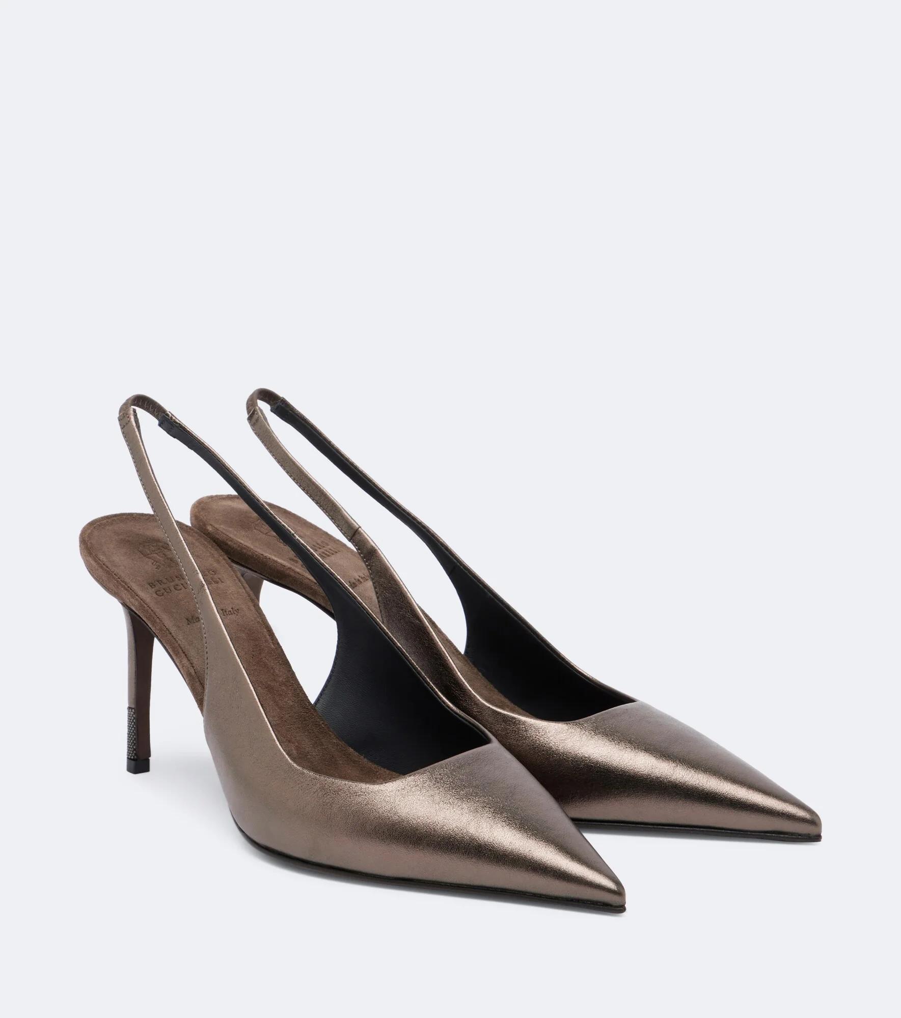 Monili metallic leather slingback pumps - 1