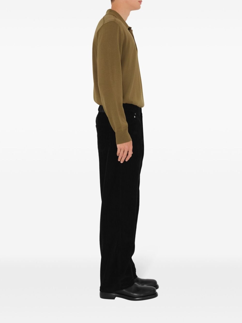 long-sleeve wool polo shirt - 3