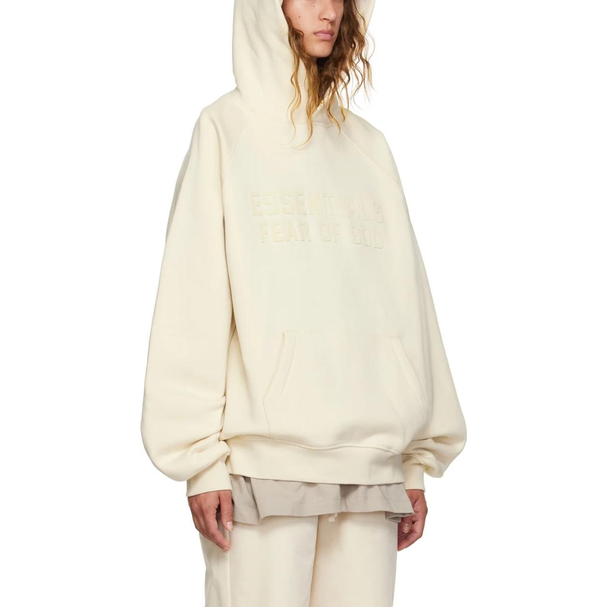 (WMNS) Fear of God Essentials FW22 Raglan Hoodie 'Egg Shell' FOG-FW22-575 - 4