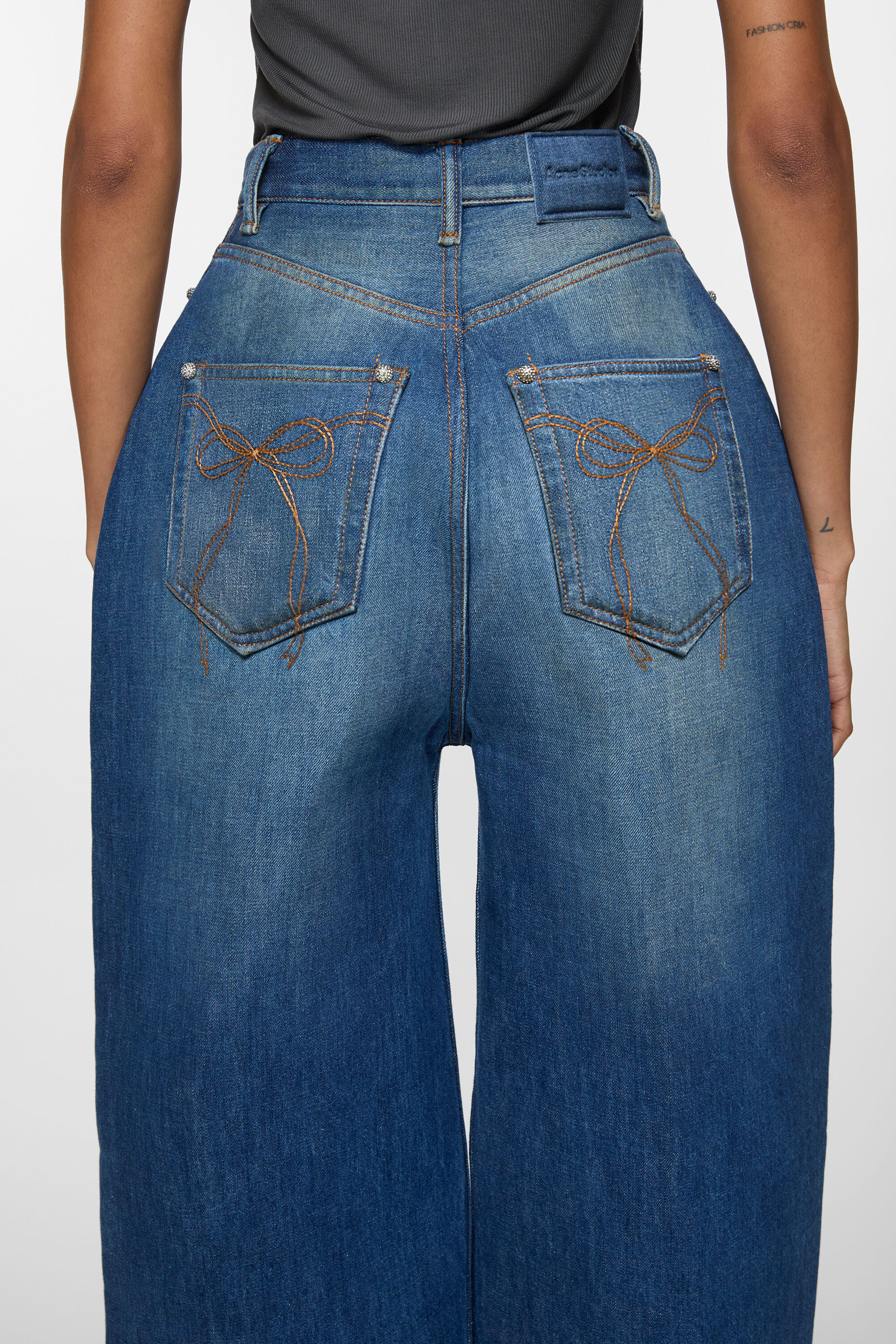 Denim bonded trousers - Mid blue - 5