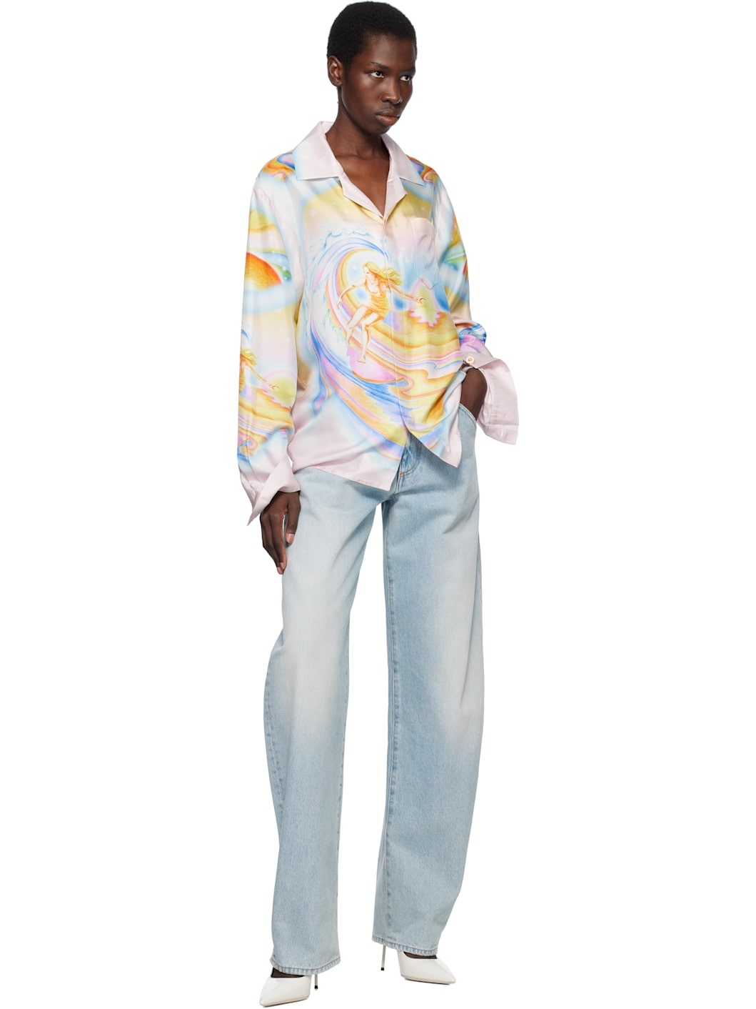 Multicolor Psychedelic Nirvana Long Sleeve Silk Shirt - 4
