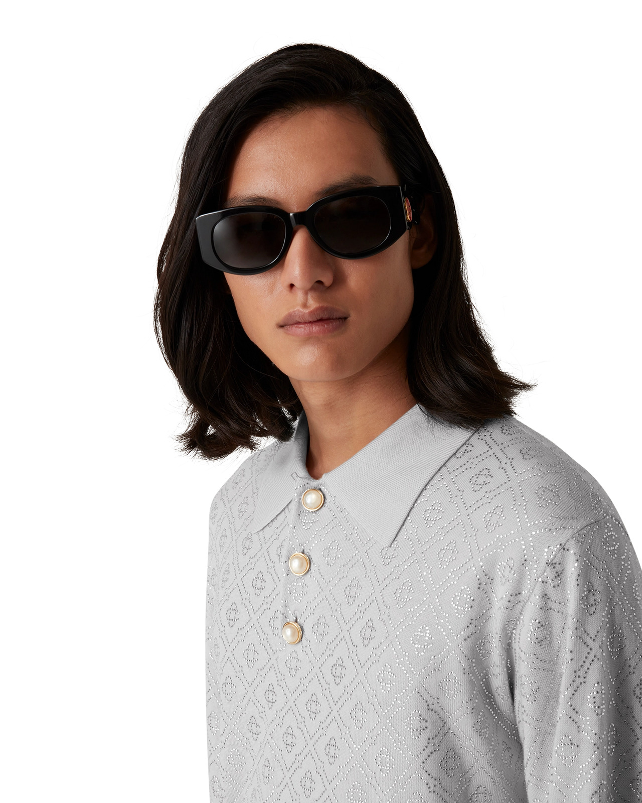 Crystal Monogram Knit Polo Shirt | Casablanca Paris - 5