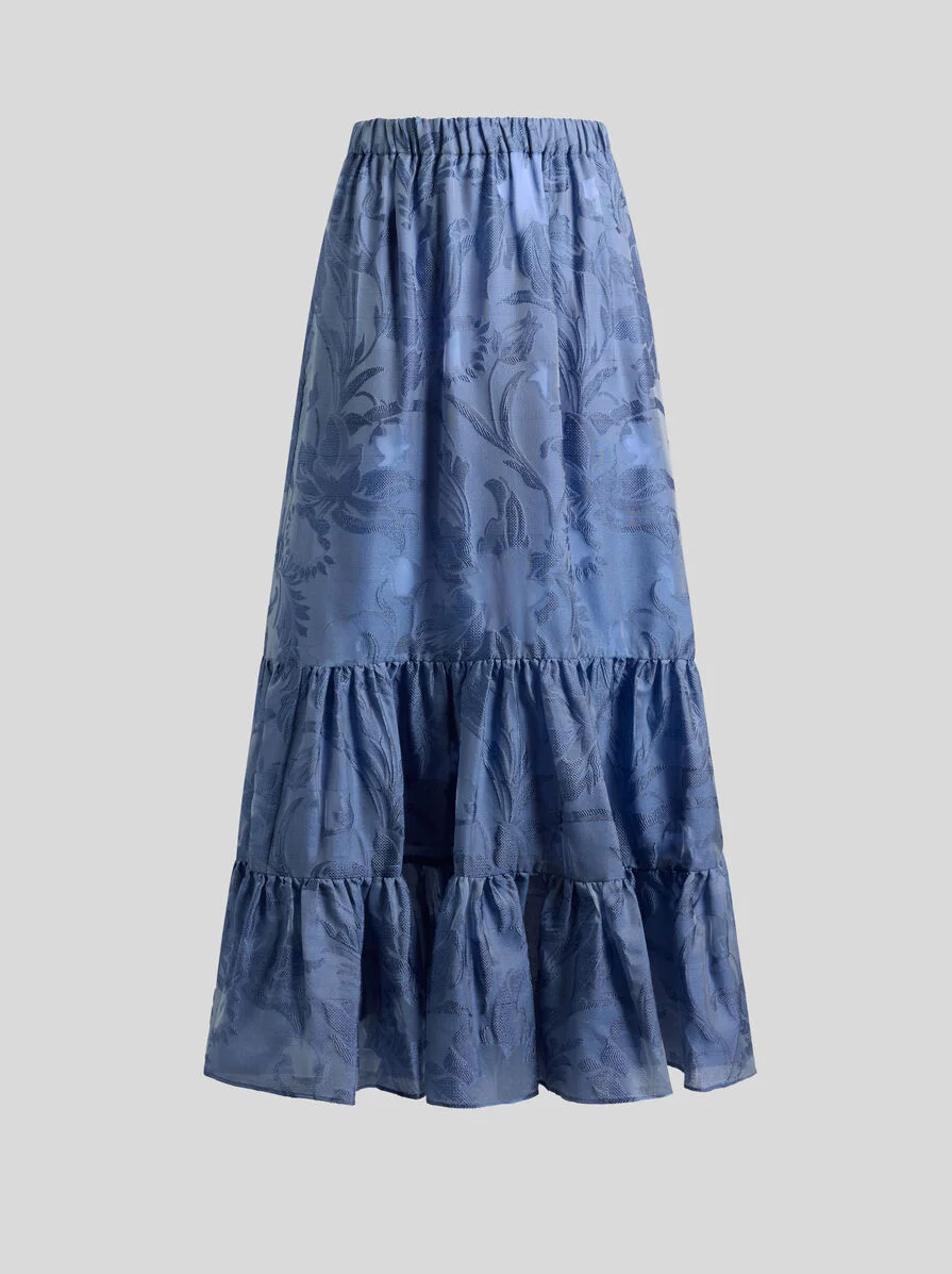 SILK JACQUARD MAXI SKIRT WITH FIL COUPÉ FLORAL MOTIF - 1