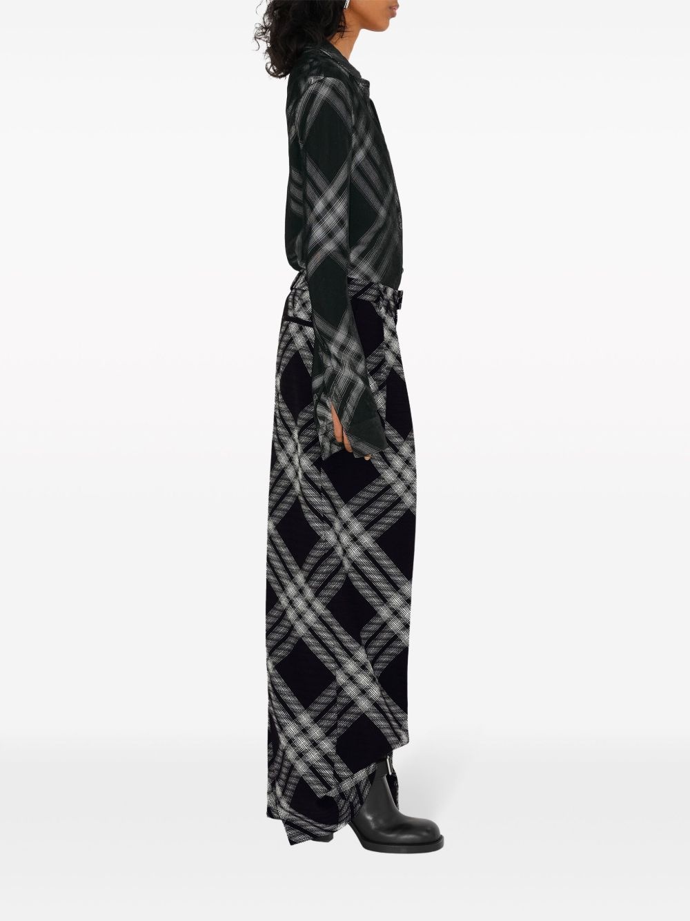 check-print long-sleeve shirt - 3