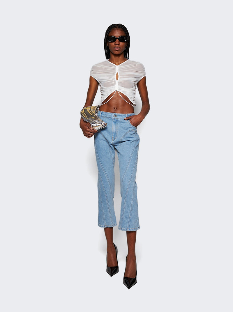 MUGLER Mesh Crop Top Warm White outlook