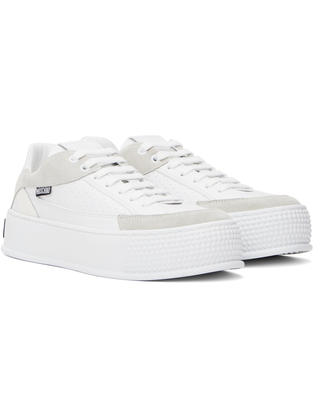White & Gray Bumps & Stripes Sneakers - 4
