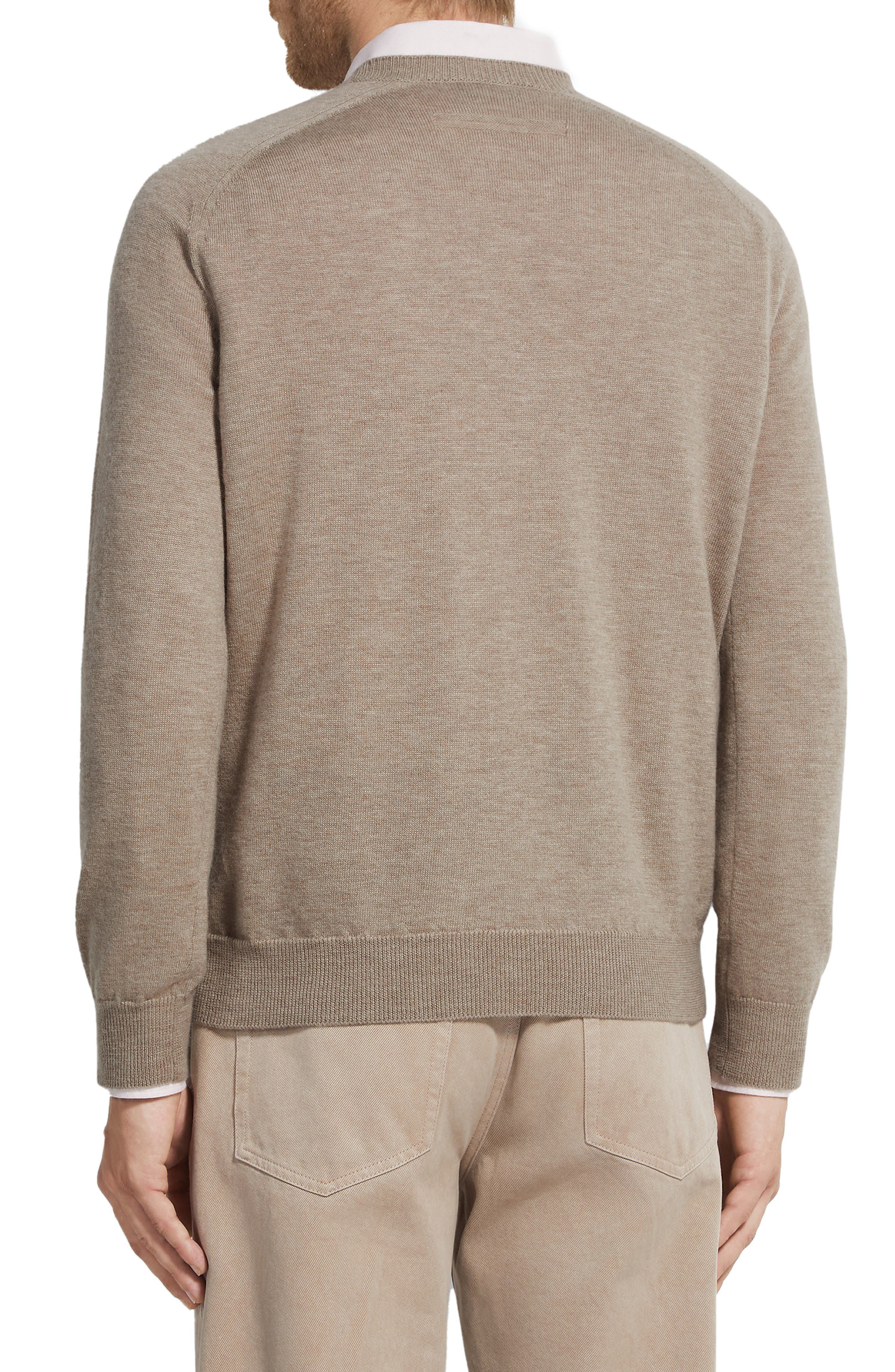ZEGNA Oasi V-Neck Cashmere Sweater in Light Taupe at Nordstrom - 2