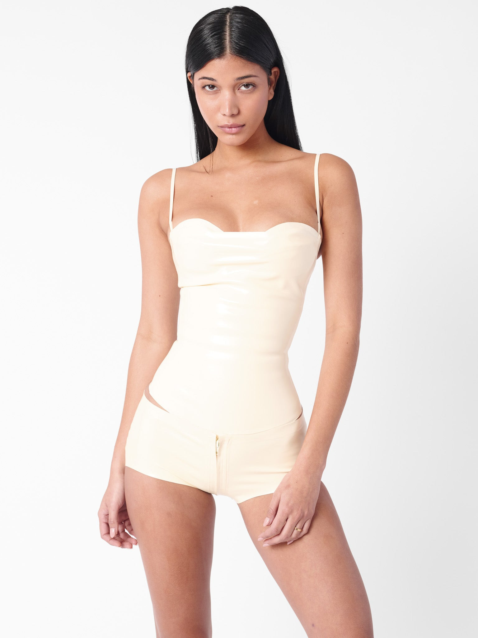AGNES LATEX SHORTS WHITE - 2
