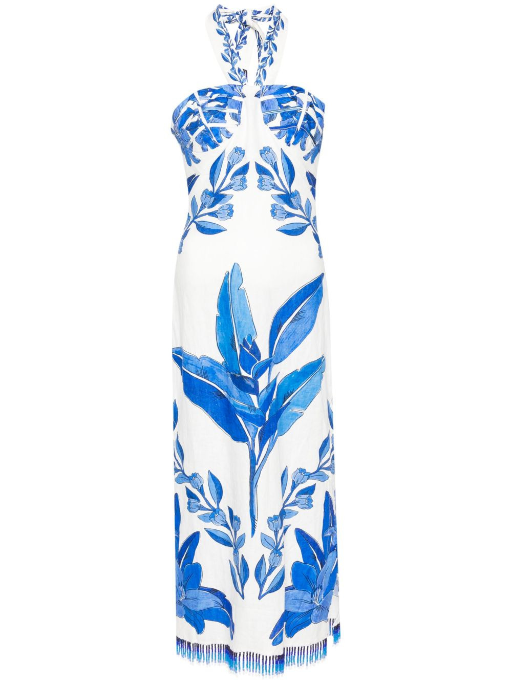 halterneck floral-print maxi dress - 1