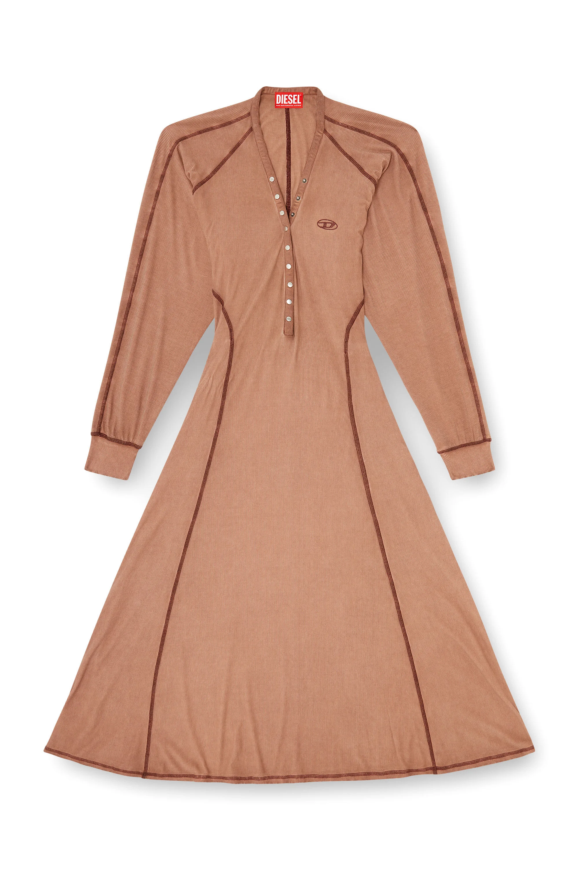 MIDI DRESS IN RIBBED JERSEY WITH BATWING SLEEVES - 1