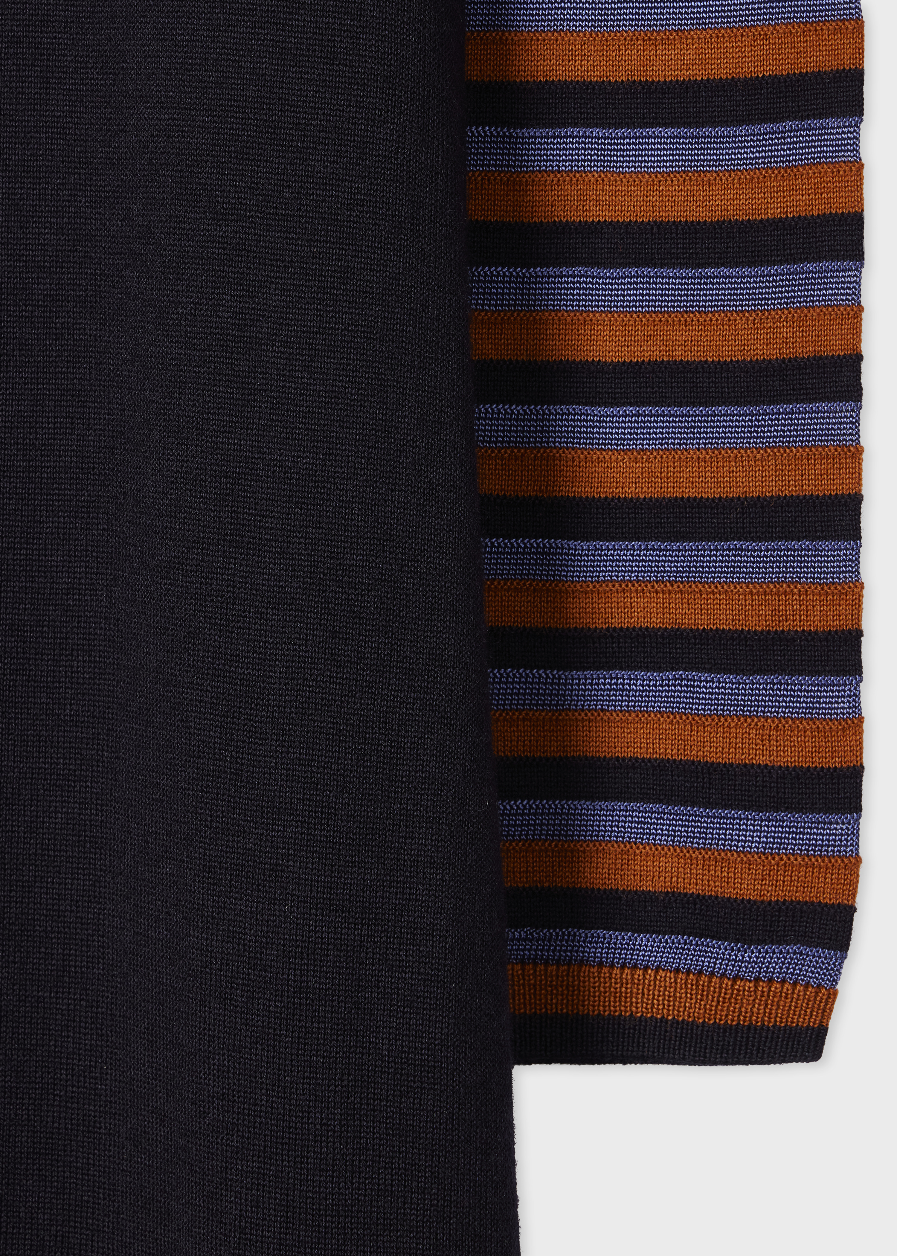 Women's Navy Stripe Sleeve Knitted Dress - 2