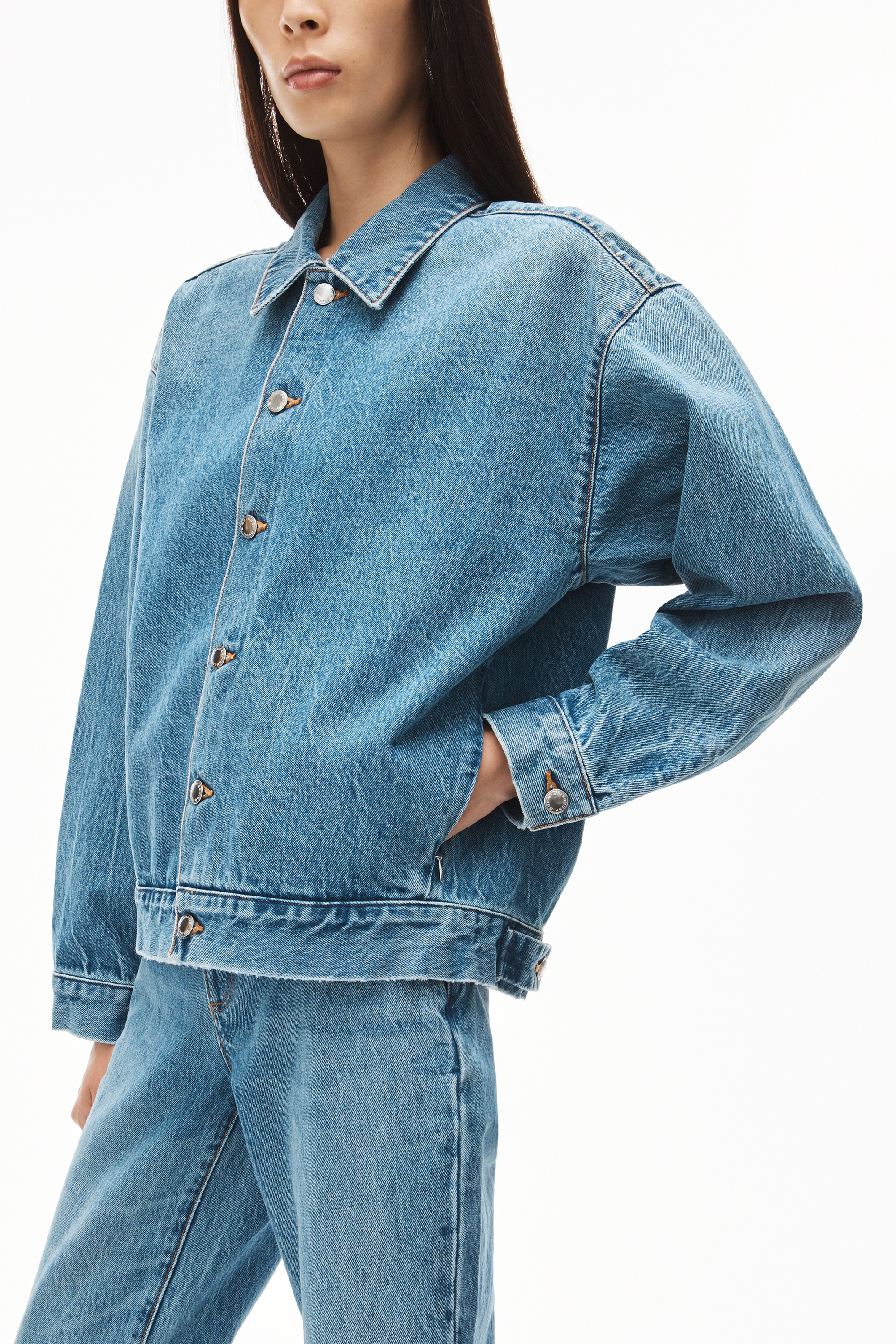 INVISIBLE ZIP BOY JACKET IN INDIGO DENIM - 3