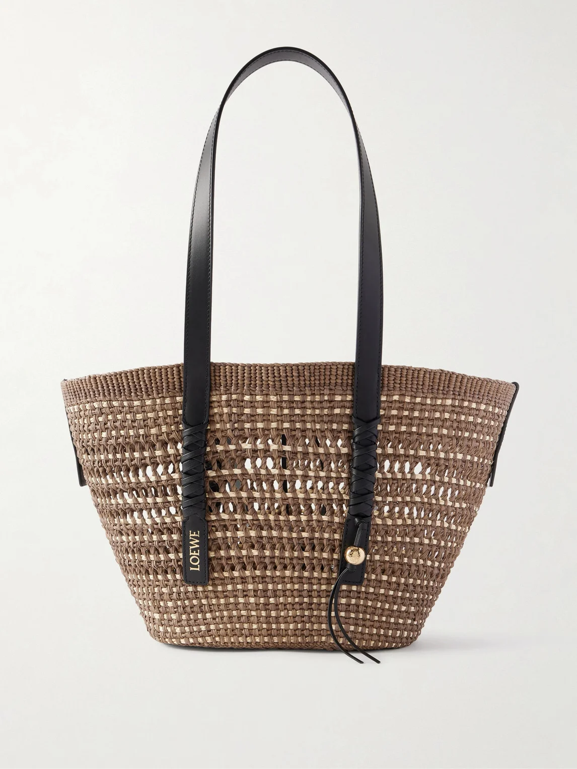 Paula's Ibiza Logo-Embellished Leather-Trimmed Palm de Iraca Leaves Tote Bag - 1