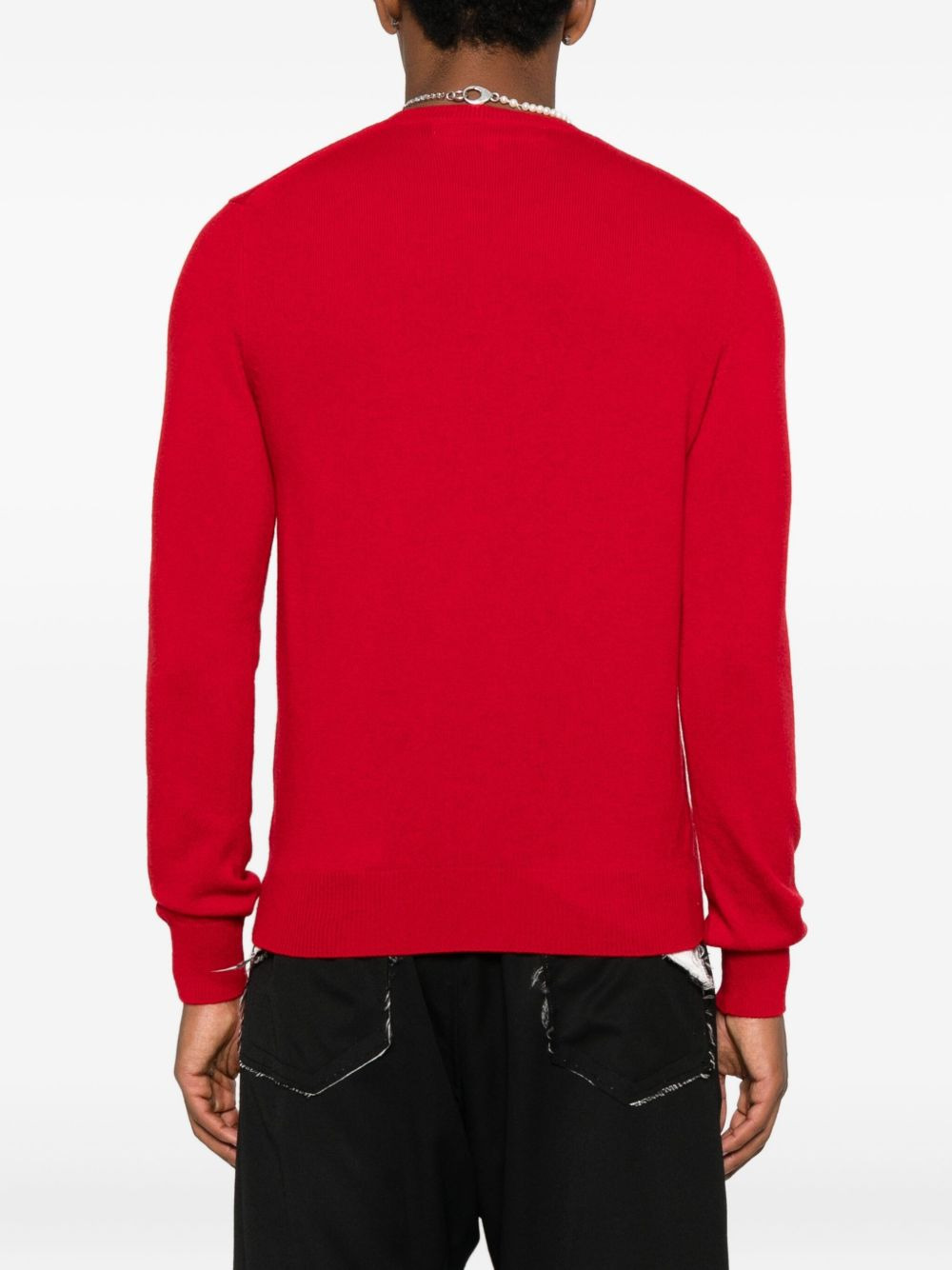 heart-emblem V-neck sweater - 4