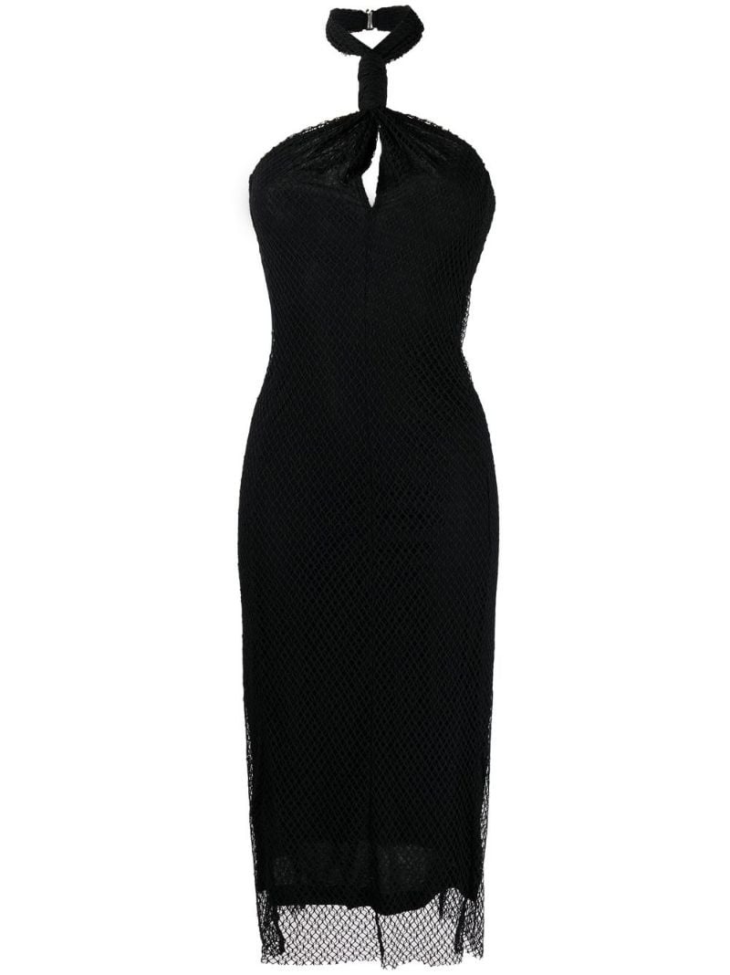 mesh-detail halterneck dress - 1