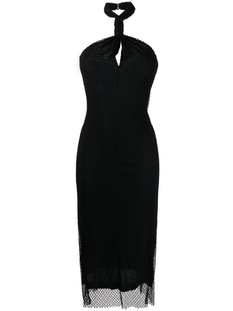 mesh-detail halterneck dress 1