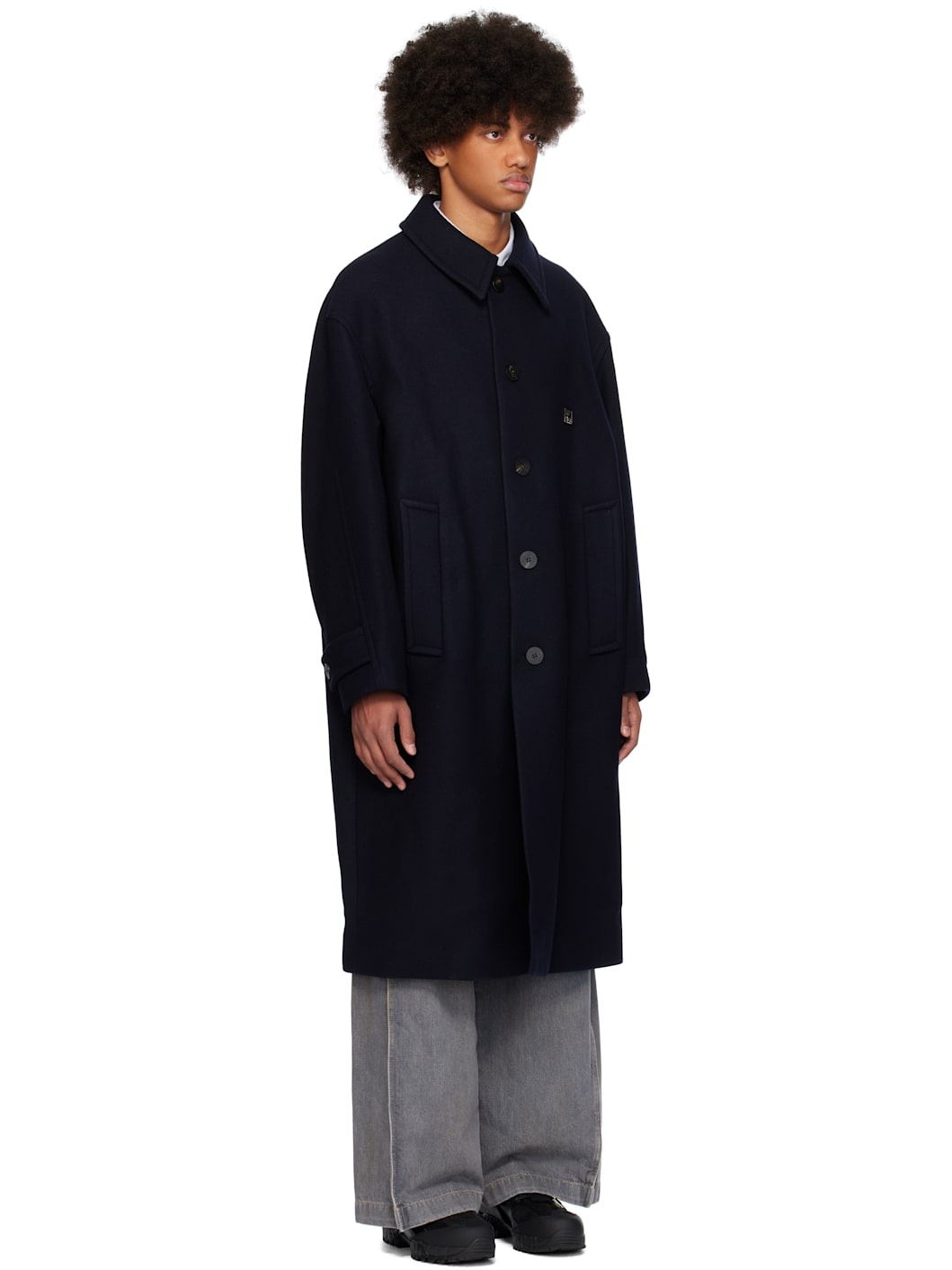 Navy Wool Balmacaan Coat - 2
