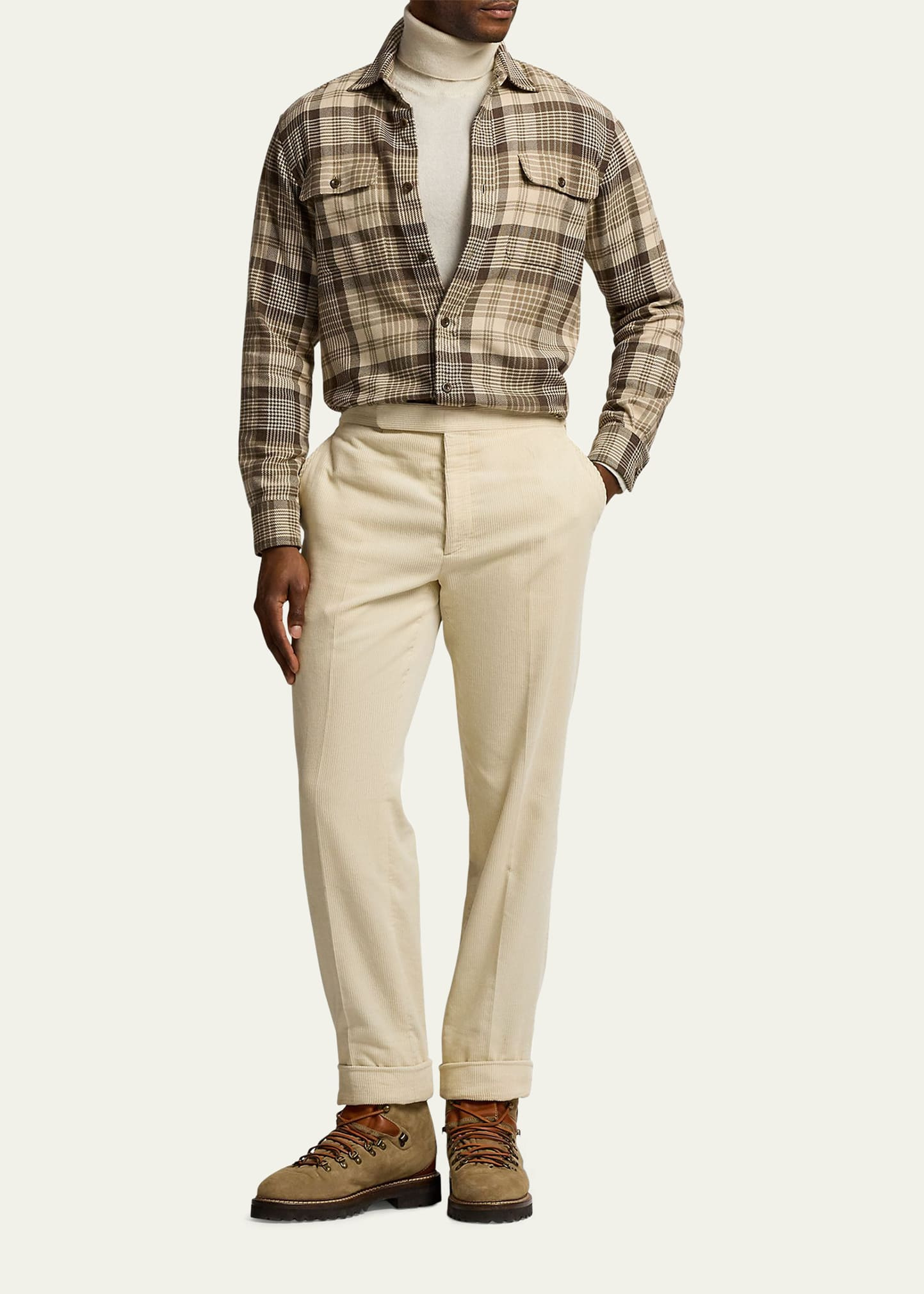 Men's Cotton Plaid Double-Pocket Button-Down Shirt - 2