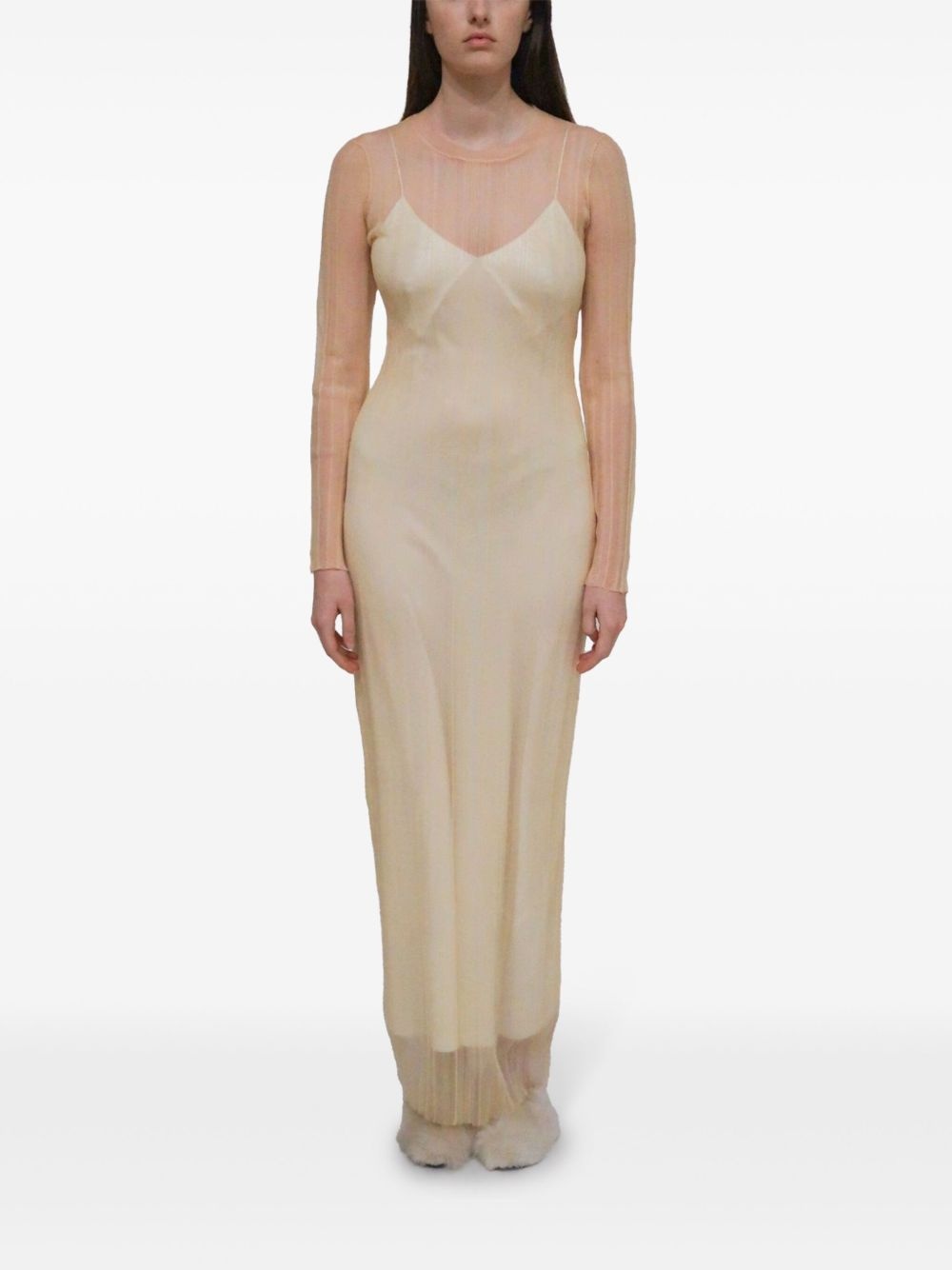 sheer plissé dress - 3