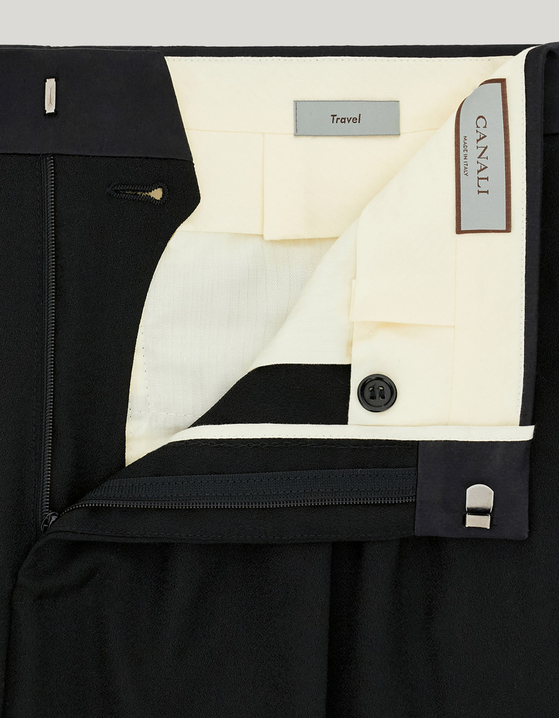 RELAXED FIT BLACK TUXEDO TROUSERS IN STRETCH WOOL 6