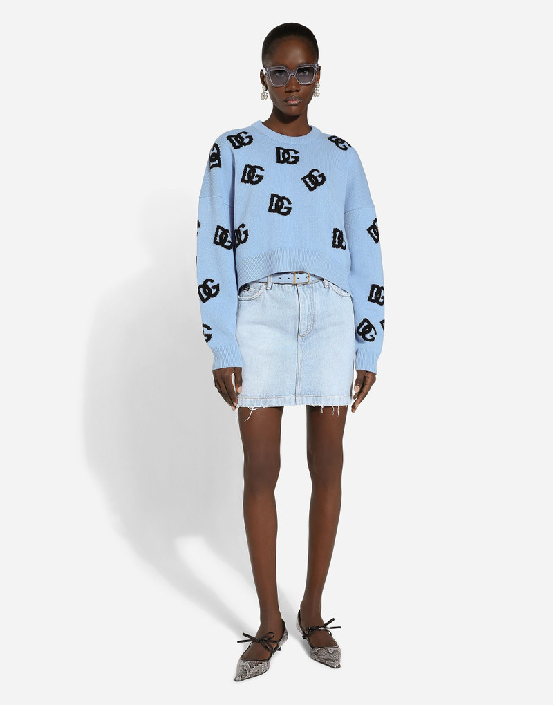 Dolce & Gabbana Wool round-neck sweater with DG logo inlay outlook