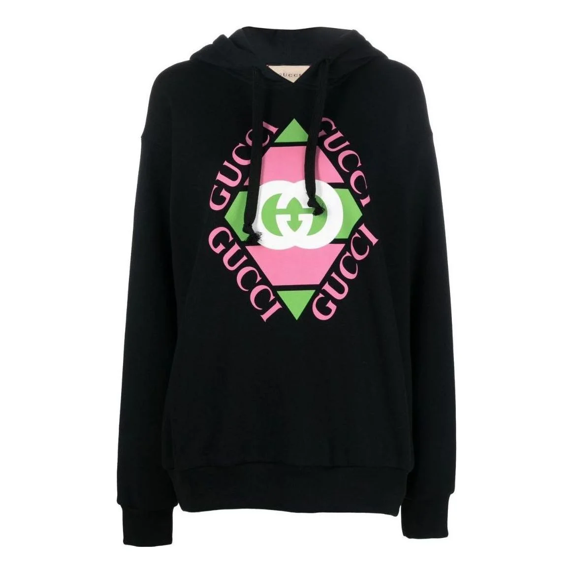 (WMNS) Gucci Logo Print Cotton Hoodie 'Black' 717427-XJEV6-1082 - 1